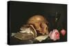 A Vanitas Still Life with a Skull a Book and Roses-Jan Davidsz de Heem-Stretched Canvas