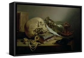 A Vanitas Still Life-Pieter Claesz-Framed Stretched Canvas