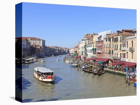 A Vaporetto Waterbus on the Grand Canal, Venice, UNESCO World Heritage Site, Veneto, Italy, Europe-Amanda Hall-Stretched Canvas