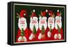 A Variety of Santas Holding Trees-Beverly Johnston-Framed Stretched Canvas