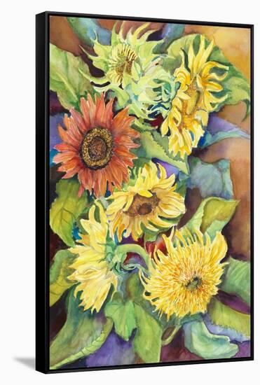 A Variety of Sunflowers-Joanne Porter-Framed Stretched Canvas