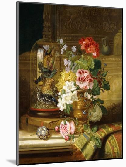 A Vase of Assorted Flowers and Songbirds on a Ledge, 1867-William John Wainwright-Mounted Giclee Print