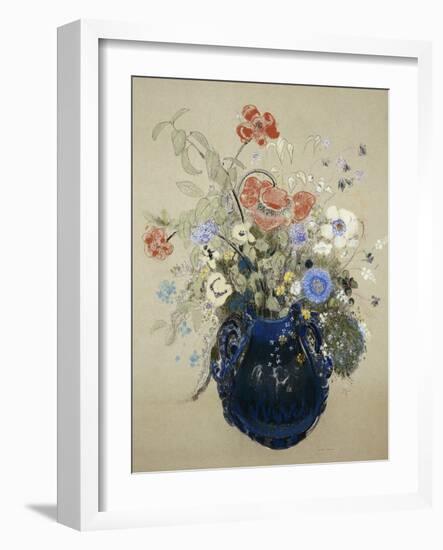 A Vase of Blue Flowers, circa 1905-08-Odilon Redon-Framed Giclee Print