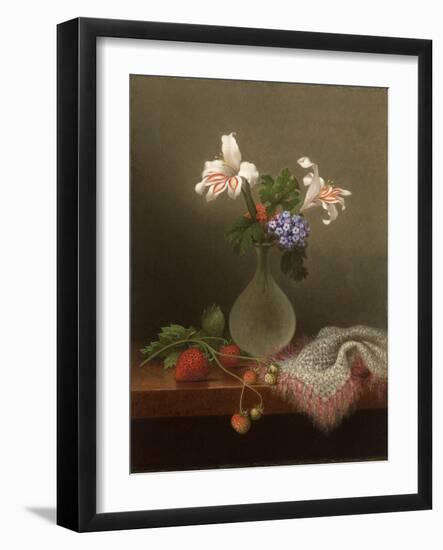 A Vase of Corn Lilies and Heliotrope, 1863-Martin Johnson Heade-Framed Giclee Print