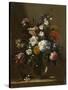 A Vase of Flowers on a Table, c.1660-1670-Bartolomeo Perez-Stretched Canvas