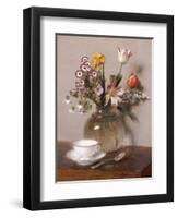 A Vase of Flowers with a Coffee Cup-Henri Fantin-Latour-Framed Giclee Print