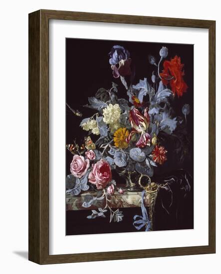 A Vase of Flowers with a Watch-Willem van Aelst-Framed Giclee Print