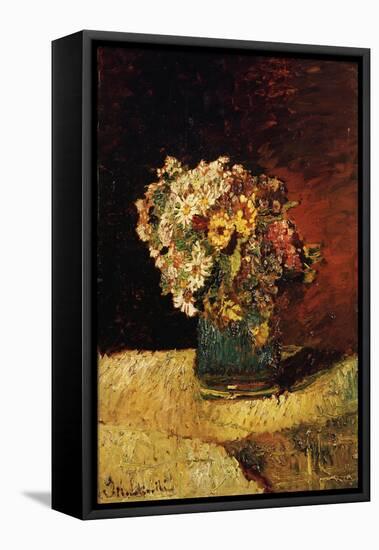 A Vase of Flowers-Adolphe Joseph Thomas Monticelli-Framed Stretched Canvas