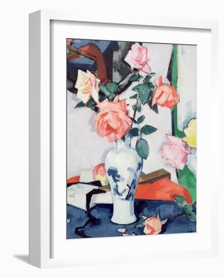 A Vase of Pink Roses-Samuel John Peploe-Framed Giclee Print