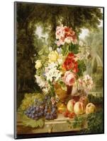 A Vase of Summer Flowers and Fruit on a Ledge in a Landscape, 1867-William John Wainwright-Mounted Giclee Print