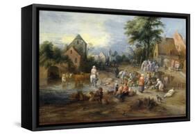 A Vegetable Market Near A Village-Theobald Michau-Framed Stretched Canvas