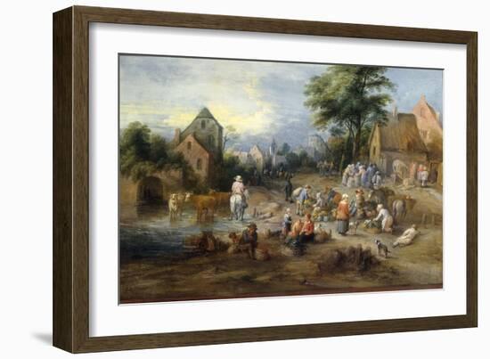 A Vegetable Market Near A Village-Theobald Michau-Framed Giclee Print