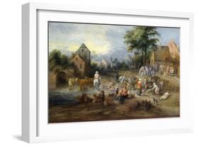 A Vegetable Market Near A Village-Theobald Michau-Framed Giclee Print