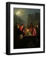 A Vegetable Stall at Night-Petrus van Schendel-Framed Giclee Print