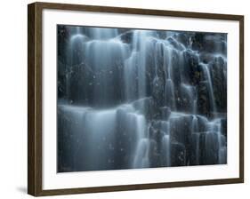 A Veil of Water Falling over Fall Foliage Leaves from a Waterfall in Acadia National Park, Maine-Eric Peter Black-Framed Photographic Print