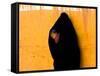 A Veiled Woman Carries Her Child Through the Streets of Erfoud-null-Framed Stretched Canvas