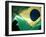 A Vendor Walks Behind a Big Brazilian Flag-null-Framed Premium Photographic Print