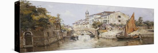 A Venetian Backwater-Antonia Maria de Reyna Manescau-Stretched Canvas