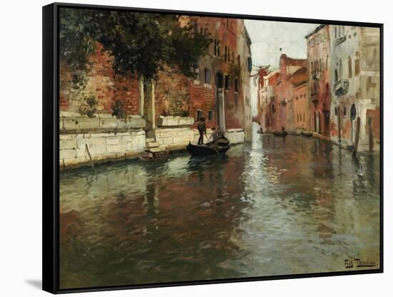 A Venetian Backwater-Fritz Thaulow-Framed Stretched Canvas