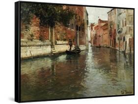 A Venetian Backwater-Fritz Thaulow-Framed Stretched Canvas