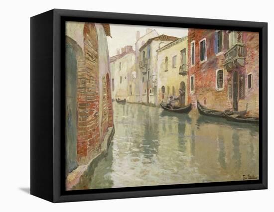 A Venetian Backwater-Frits Thaulow-Framed Stretched Canvas