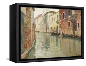 A Venetian Backwater-Frits Thaulow-Framed Stretched Canvas