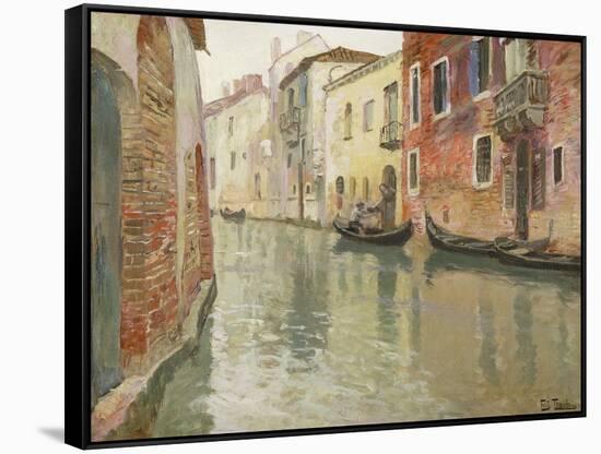 A Venetian Backwater-Frits Thaulow-Framed Stretched Canvas