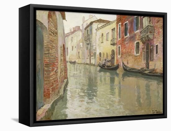 A Venetian Backwater-Frits Thaulow-Framed Stretched Canvas