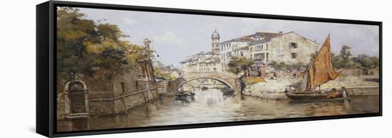 A Venetian Backwater-Antonio Maria Reyna Manescau-Framed Stretched Canvas