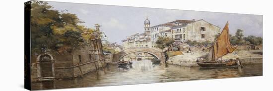 A Venetian Backwater-Antonio Maria Reyna Manescau-Stretched Canvas