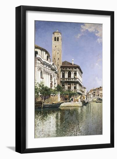 A Venetian Canal Scene. 1885-Senet Rafel-Framed Premium Giclee Print