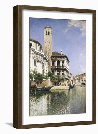 A Venetian Canal Scene. 1885-Senet Rafel-Framed Giclee Print