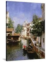 A Venetian Canal Scene-Rubens Santoro-Stretched Canvas