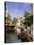 A Venetian Canal Scene-Rubens Santoro-Stretched Canvas