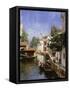 A Venetian Canal Scene-Rubens Santoro-Framed Stretched Canvas