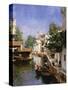 A Venetian Canal Scene-Rubens Santoro-Stretched Canvas