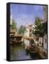 A Venetian Canal Scene-Rubens Santoro-Framed Stretched Canvas