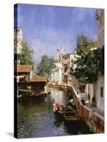 A Venetian Canal Scene-Rubens Santoro-Stretched Canvas