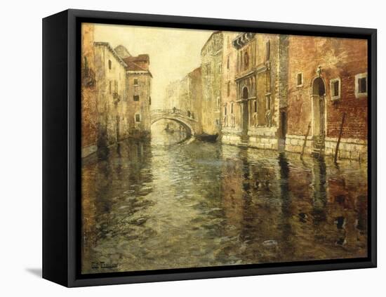 A Venetian Canal Scene-Frits Thaulow-Framed Stretched Canvas