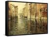 A Venetian Canal Scene-Frits Thaulow-Framed Stretched Canvas