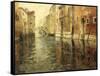 A Venetian Canal Scene-Frits Thaulow-Framed Stretched Canvas