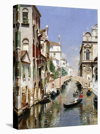 A Venetian Canal with the Scuola Grande Di San Marco and Campo San Giovanni E Paolo, Venice-Rubens Santoro-Stretched Canvas