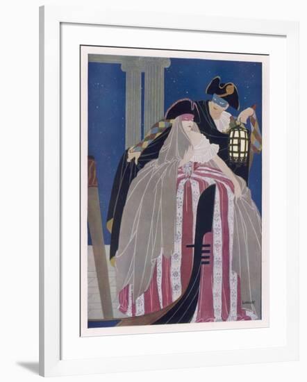 A Venetian Couple in Carnival Costume-null-Framed Art Print