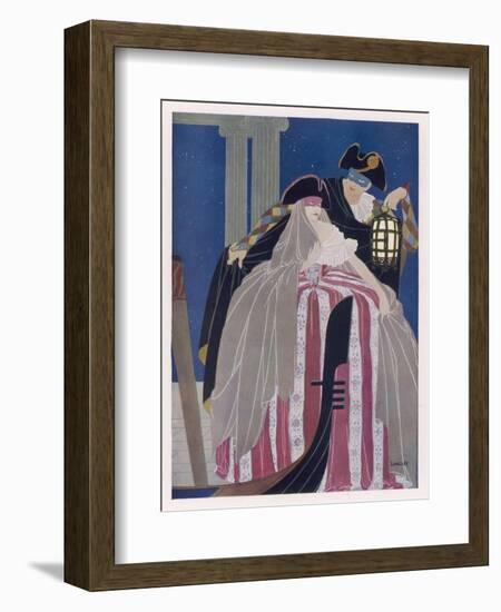 A Venetian Couple in Carnival Costume-null-Framed Art Print