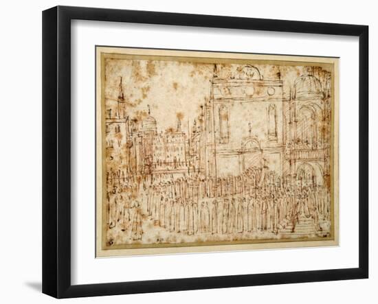 A Venetian Procession Moving from a Scuola to a Flanking Church-Gentile Bellini-Framed Giclee Print