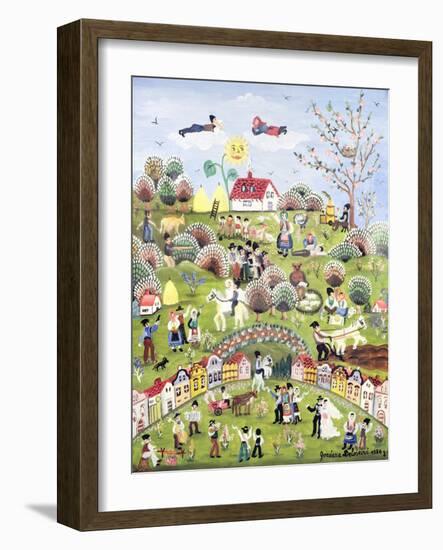 A Very Happy Farming Village-Gordana Delosevic-Framed Giclee Print