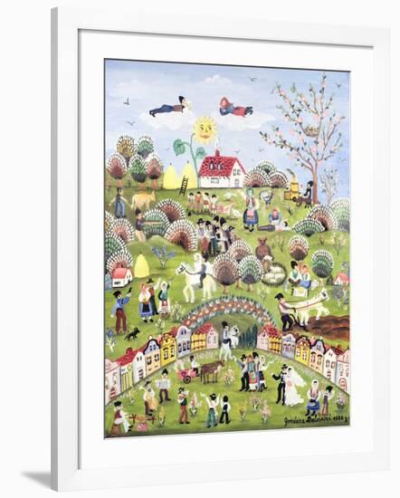 A Very Happy Farming Village-Gordana Delosevic-Framed Giclee Print