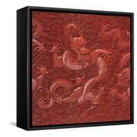 A Very Rare Imperial Cinnabar Lacquer Nine-Dragon Portable Tea-Ceremony Chest (Detail)-null-Framed Stretched Canvas