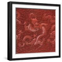 A Very Rare Imperial Cinnabar Lacquer Nine-Dragon Portable Tea-Ceremony Chest (Detail)-null-Framed Giclee Print