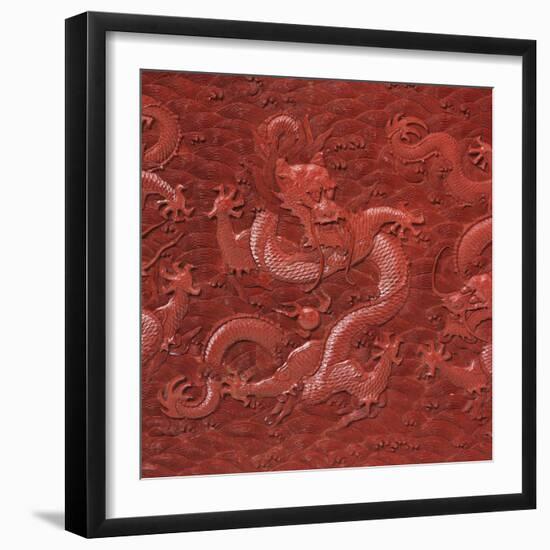 A Very Rare Imperial Cinnabar Lacquer Nine-Dragon Portable Tea-Ceremony Chest (Detail)-null-Framed Giclee Print